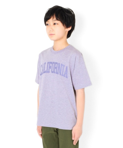 GLAZOS(グラソス)の「カラー杢天竺・接触冷感ドロップショルダーカレッジロゴ半袖Tシャツ(Tシャツ/カットソー・キッズ・パープル/オレンジ/ブルー/グリーン・130cm/140cm/150cm/160cm/170cm)」の5枚目の写真