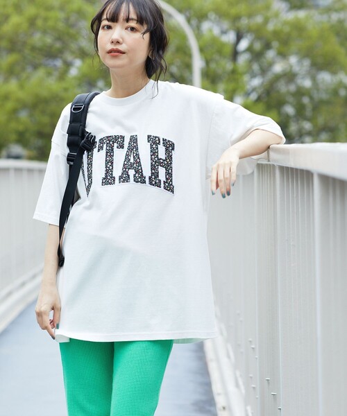 FREAK'S STORE（フリークスストア）の「フラワーワッペンロゴ半袖Tシャツ（Tシャツ/カットソー・レディース・杢グレー/マスタード/オフホワイト/ブラック/その他35・ﾌﾘ-）」の2枚目の写真