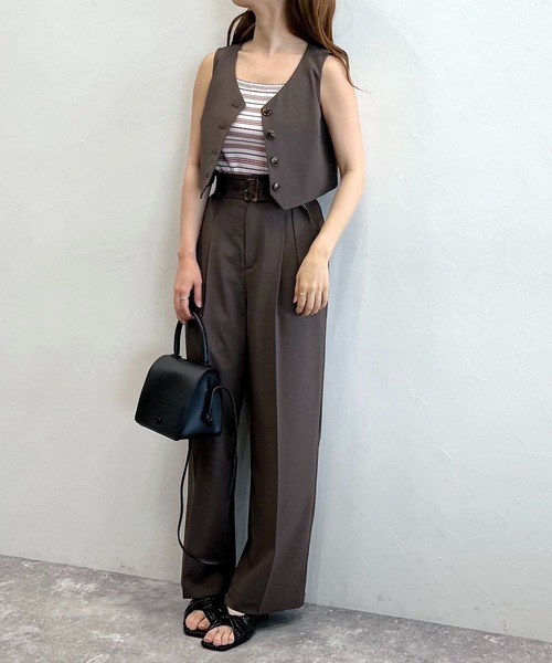 mysty woman（ミスティウーマン）の「コンパクトベストＴＯＰＳ 285717（ベスト・レディース・ブラウン/ダークオレンジ/アイボリー・FREE）」の5枚目の写真