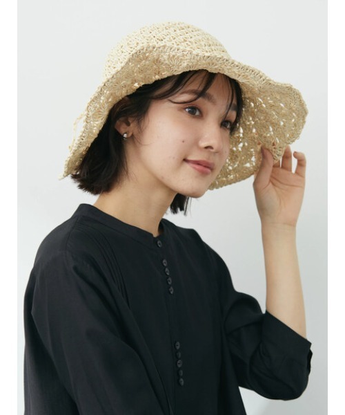 Green　Parks（グリーンパークス）の「・ツバヒロクロシェハット（ハット・レディース・ブラウン/ナチュラル・FREE）」の3枚目の写真