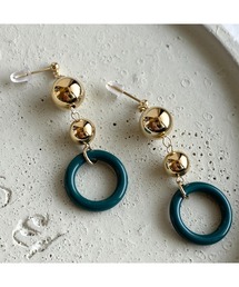 【-lensa-】グリーンリングがアクセントピアス(MA)