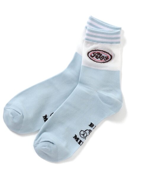 algy(アルジー)の「サークルロゴシースルークルーソックス(ソックス/靴下・キッズ・ブラック/サックスブルー/ラベンダー・24/21)」の2枚目の写真