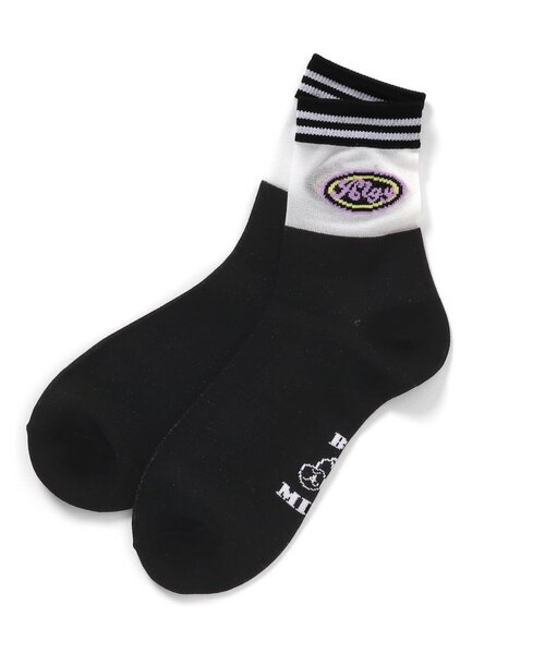 algy(アルジー)の「サークルロゴシースルークルーソックス(ソックス/靴下・キッズ・ブラック/サックスブルー/ラベンダー・24/21)」の1枚目の写真