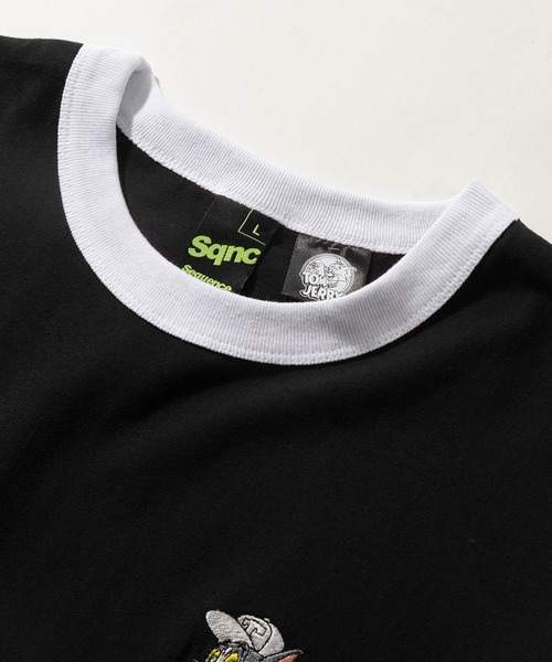 Tom&Jerry(トムアンドジェリー)の「【TOM&JERRY/トムとジェリー】バックプリント オーバルロゴ リンガー半袖Tシャツ/ ワンポイント刺繍/ ビッグシルエット(Tシャツ/カットソー・レディース・ブラック/グレー/ホワイト×レッド/ホワイト×ブルー・M/L/XL)」の7枚目の写真
