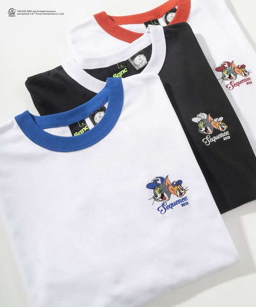 Tom&Jerry(トムアンドジェリー)の「【TOM&JERRY/トムとジェリー】バックプリント オーバルロゴ リンガー半袖Tシャツ/ ワンポイント刺繍/ ビッグシルエット(Tシャツ/カットソー・レディース・ブラック/グレー/ホワイト×レッド/ホワイト×ブルー・M/L/XL)」の14枚目の写真
