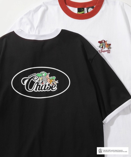 Tom&Jerry(トムアンドジェリー)の「【TOM&JERRY/トムとジェリー】バックプリント オーバルロゴ リンガー半袖Tシャツ/ ワンポイント刺繍/ ビッグシルエット(Tシャツ/カットソー・レディース・ブラック/グレー/ホワイト×レッド/ホワイト×ブルー・M/L/XL)」の16枚目の写真