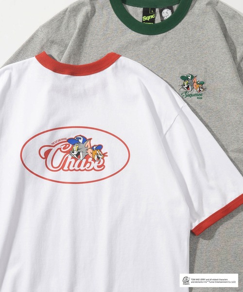 Tom&Jerry(トムアンドジェリー)の「【TOM&JERRY/トムとジェリー】バックプリント オーバルロゴ リンガー半袖Tシャツ/ ワンポイント刺繍/ ビッグシルエット(Tシャツ/カットソー・レディース・ブラック/グレー/ホワイト×レッド/ホワイト×ブルー・M/L/XL)」の15枚目の写真