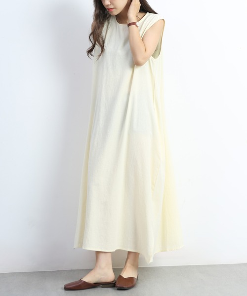 BLANC FICELLE（ブランフィセル）の「麻混 ノースリーブ ロング