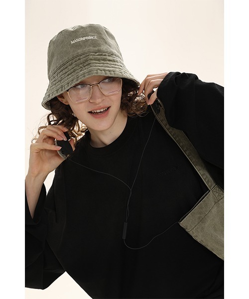 MASONPRINCE(メイソンプリンス)の「4カラーブランドロゴバケットハット MZ2048【MASONPRINCE】(ハット・メンズ・ベージュ/ブラック/アイボリー/カーキ・FREE)」の4枚目の写真