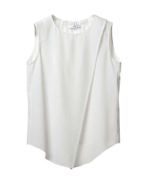 ASTRAET（アストラット）の「ASTRAET(アストラット) アシンメトリーノースリーブブラウス◆（シャツ/ブラウス・レディース・ホワイト/ナチュラル/ブラック・フリー）」の2枚目の写真