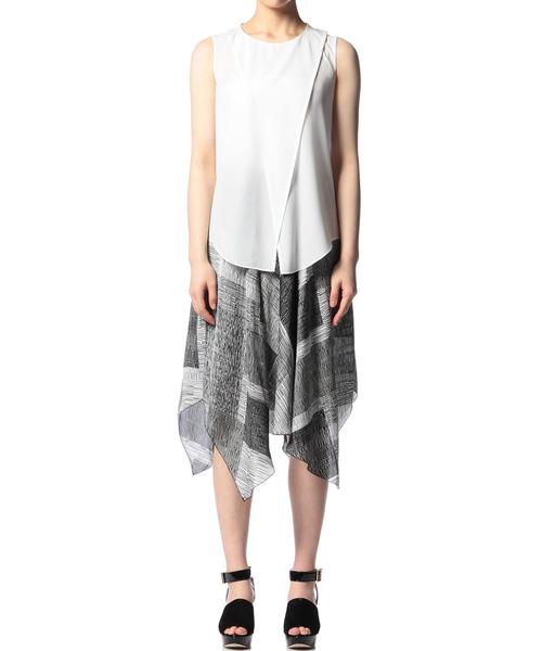 ASTRAET（アストラット）の「ASTRAET(アストラット) アシンメトリーノースリーブブラウス◆（シャツ/ブラウス・レディース・ホワイト/ナチュラル/ブラック・フリー）」の9枚目の写真