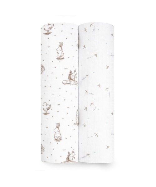 aden + anais essentials（エイデンアンドアネイエッセンシャルズ）の「スワドル 2枚入り（おくるみ・キッズ・ホワイト×グレー/ピンク/ベビーピンク/ブラウン×イエロー/ホワイト×イエロー/ホワイト×ピンク/グレイッシュブルー/イエロー×グリーン/ホワイト×ブラウン/ネイビー×ホワイト/ライトカーキ/ホワイト×グリーン/セージグリーン/ブロンズ/スモークピンク・FREE）」の15枚目の写真