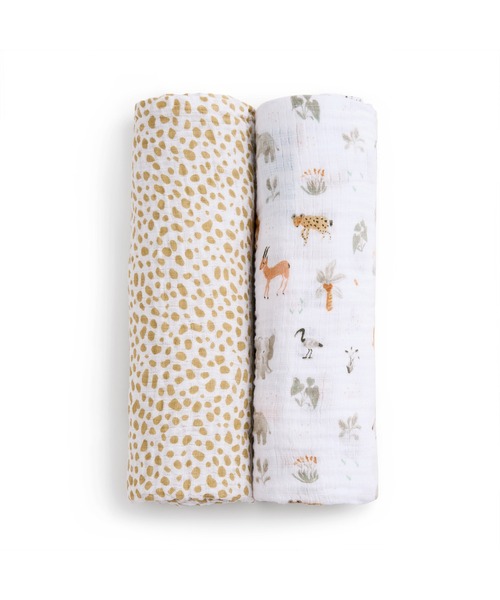 aden + anais essentials（エイデンアンドアネイエッセンシャルズ）の「スワドル 2枚入り（おくるみ・キッズ・ホワイト×グレー/ピンク/ベビーピンク/ブラウン×イエロー/ホワイト×イエロー/ホワイト×ピンク/グレイッシュブルー/イエロー×グリーン/ホワイト×ブラウン/ネイビー×ホワイト/ライトカーキ/ホワイト×グリーン/セージグリーン/ブロンズ/スモークピンク・FREE）」の7枚目の写真