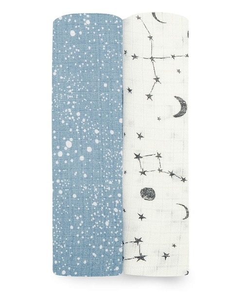 aden + anais essentials（エイデンアンドアネイエッセンシャルズ）の「スワドル 2枚入り（おくるみ・キッズ・ホワイト×グレー/ピンク/ベビーピンク/ブラウン×イエロー/ホワイト×イエロー/ホワイト×ピンク/グレイッシュブルー/イエロー×グリーン/ホワイト×ブラウン/ネイビー×ホワイト/ライトカーキ/ホワイト×グリーン/セージグリーン/ブロンズ/スモークピンク・FREE）」の11枚目の写真