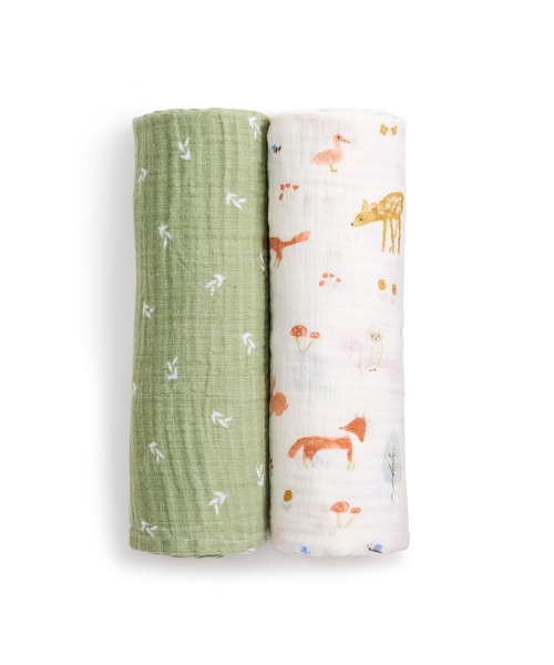 aden + anais essentials（エイデンアンドアネイエッセンシャルズ）の「スワドル 2枚入り（おくるみ・キッズ・ホワイト×グレー/ピンク/ベビーピンク/ブラウン×イエロー/ホワイト×イエロー/ホワイト×ピンク/グレイッシュブルー/イエロー×グリーン/ホワイト×ブラウン/ネイビー×ホワイト/ライトカーキ/ホワイト×グリーン/セージグリーン/ブロンズ/スモークピンク・FREE）」の8枚目の写真