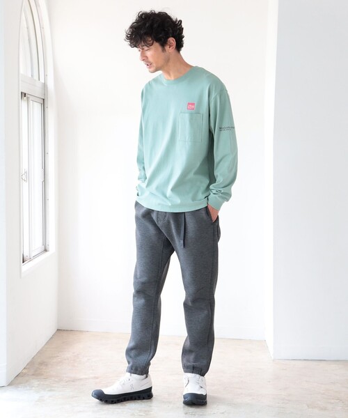Manhattan Portage（マンハッタンポーテージ）の「Manhattan Portage / Long Sleeve Logo Print T-Shirt（Tシャツ/カットソー・メンズ・ホワイト/ブラック/ミント・SMALL/MEDIUM/LARGE）」の5枚目の写真