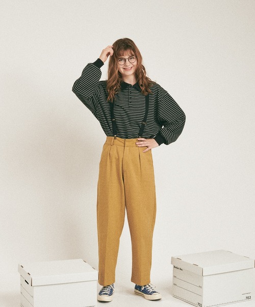 MUHET（ミュエータ）の「ボーダーポロスウェット（スウェット・レディース・ブラック/ネイビー/カーキ/ブルー・MEDIUM/X-LARGE）」の9枚目の写真