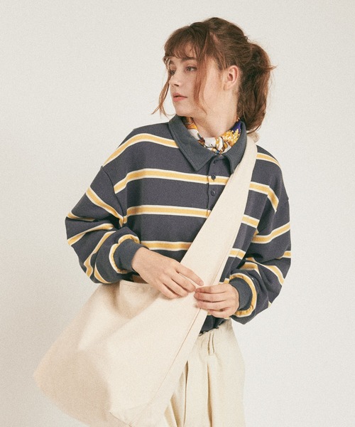 MUHET（ミュエータ）の「ボーダーポロスウェット（スウェット・レディース・ブラック/ネイビー/カーキ/ブルー・MEDIUM/X-LARGE）」の22枚目の写真