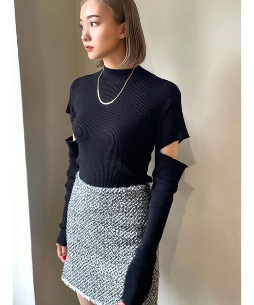 EMODA（エモダ）の「カットアウトクラッシュニット（ニット/セーター・レディース・ホワイト/ブラック/レッド/ブルー/その他・FREE）」の3枚目の写真