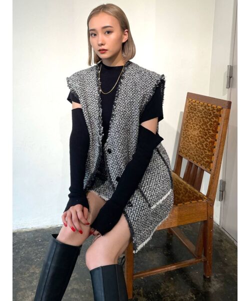 EMODA（エモダ）の「カットアウトクラッシュニット（ニット/セーター・レディース・ホワイト/ブラック/レッド/ブルー/その他・FREE）」の12枚目の写真