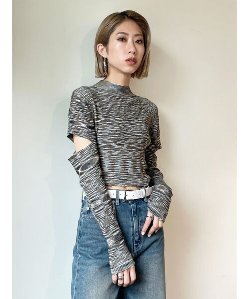 EMODA（エモダ）の「カットアウトクラッシュニット（ニット/セーター・レディース・ホワイト/ブラック/レッド/ブルー/その他・FREE）」の21枚目の写真