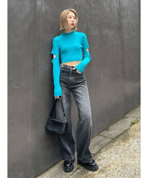 ELLIE アシメカットニット 【GRAY】 トップス