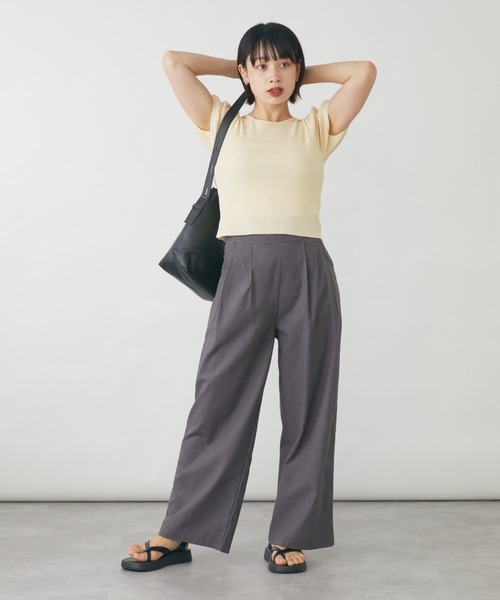 mebole(メボレ)の「パフスリーブラウンドネックカットソー(Tシャツ/カットソー・レディース・ホワイト/ブラック/ベージュ/ブラウン・FREE)」の8枚目の写真