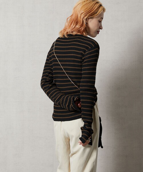 FREAK'S STORE（フリークスストア）の「【WEB限定】タックリブボーダープルオーバー（ニット/セーター・レディース・ナチュラル/ブラック/グリーン/ベージュ/ピンク/ブラウン・ﾌﾘ-）」の19枚目の写真
