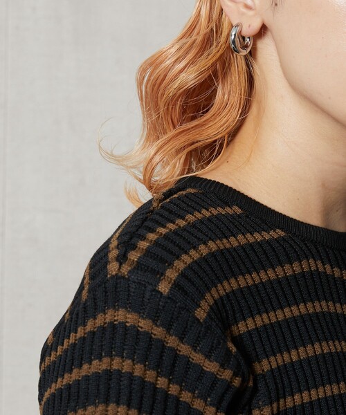 FREAK'S STORE（フリークスストア）の「【WEB限定】タックリブボーダープルオーバー（ニット/セーター・レディース・ナチュラル/ブラック/グリーン/ベージュ/ピンク/ブラウン・ﾌﾘ-）」の22枚目の写真