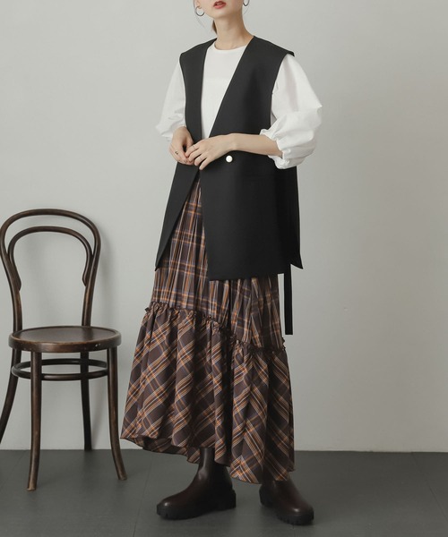 SENSE OF PLACE by URBAN RESEARCH(センスオブプレイスバイアーバンリサーチ)の「チェックキリカエプリーツスカート(スカート・レディース・ブラウン系その他/ブルー系その他・ONE)」の1枚目の写真