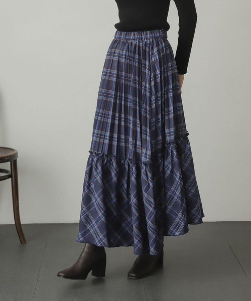 SENSE OF PLACE by URBAN RESEARCH(センスオブプレイスバイアーバンリサーチ)の「チェックキリカエプリーツスカート(スカート・レディース・ブラウン系その他/ブルー系その他・ONE)」の2枚目の写真