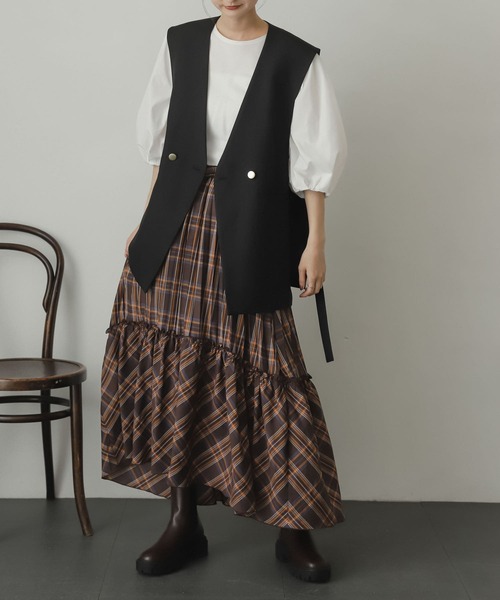 SENSE OF PLACE by URBAN RESEARCH(センスオブプレイスバイアーバンリサーチ)の「チェックキリカエプリーツスカート(スカート・レディース・ブラウン系その他/ブルー系その他・ONE)」の10枚目の写真