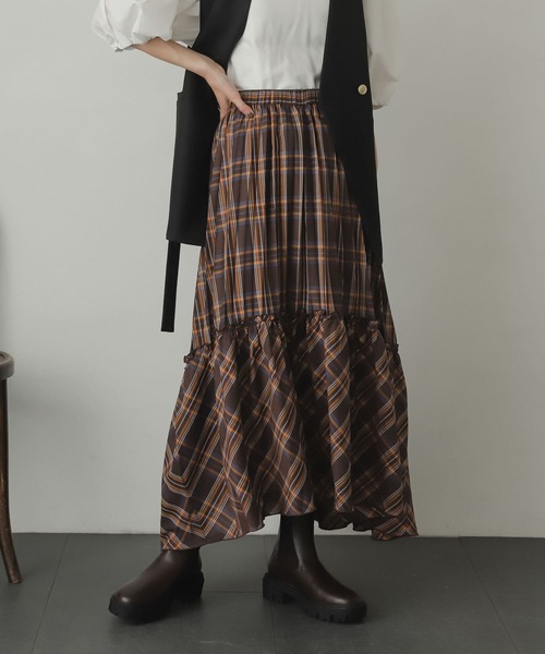 SENSE OF PLACE by URBAN RESEARCH(センスオブプレイスバイアーバンリサーチ)の「チェックキリカエプリーツスカート(スカート・レディース・ブラウン系その他/ブルー系その他・ONE)」の5枚目の写真