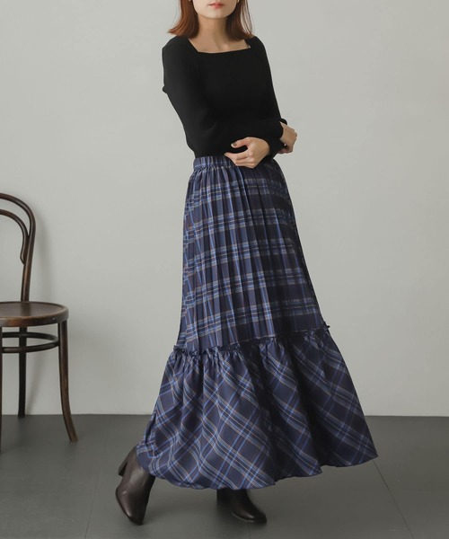 SENSE OF PLACE by URBAN RESEARCH(センスオブプレイスバイアーバンリサーチ)の「チェックキリカエプリーツスカート(スカート・レディース・ブラウン系その他/ブルー系その他・ONE)」の3枚目の写真