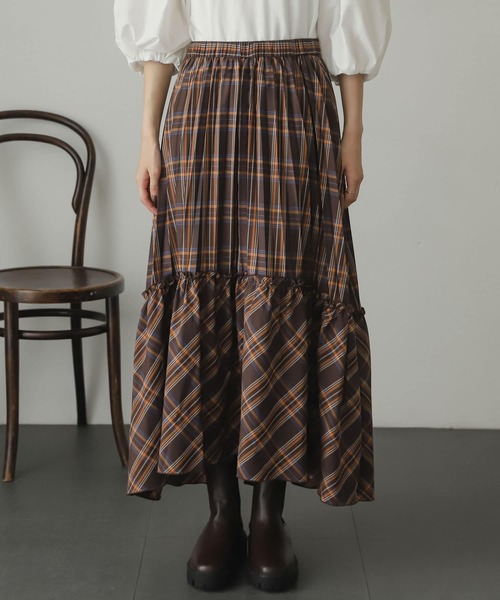SENSE OF PLACE by URBAN RESEARCH(センスオブプレイスバイアーバンリサーチ)の「チェックキリカエプリーツスカート(スカート・レディース・ブラウン系その他/ブルー系その他・ONE)」の16枚目の写真