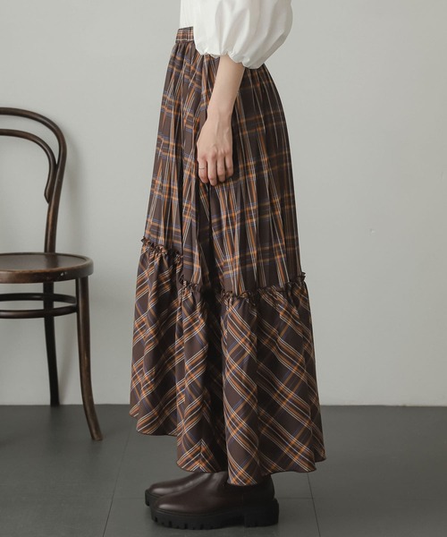 SENSE OF PLACE by URBAN RESEARCH(センスオブプレイスバイアーバンリサーチ)の「チェックキリカエプリーツスカート(スカート・レディース・ブラウン系その他/ブルー系その他・ONE)」の9枚目の写真