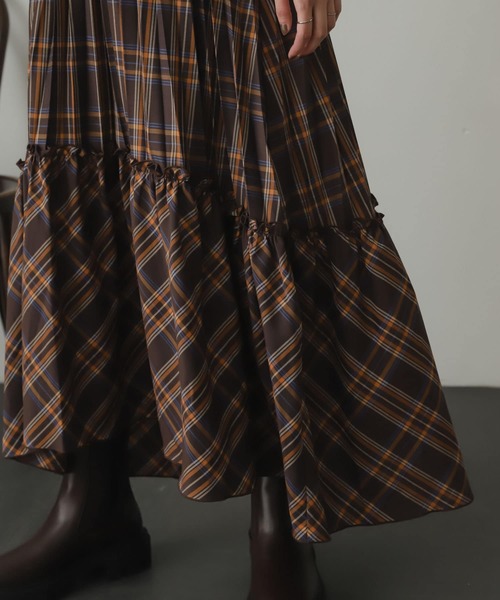 SENSE OF PLACE by URBAN RESEARCH(センスオブプレイスバイアーバンリサーチ)の「チェックキリカエプリーツスカート(スカート・レディース・ブラウン系その他/ブルー系その他・ONE)」の4枚目の写真