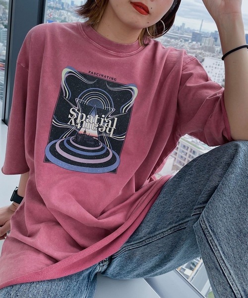 PAGEBOY（ページボーイ）の「スペースロックBIGプルオーバー（Tシャツ/カットソー・レディース・チャコールグレー/オフホワイト/ピンク系その他・FREE）」の12枚目の写真