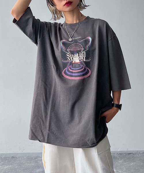 PAGEBOY（ページボーイ）の「スペースロックBIGプルオーバー（Tシャツ/カットソー・レディース・チャコールグレー/オフホワイト/ピンク系その他・FREE）」の7枚目の写真