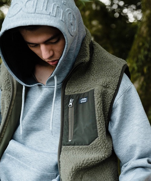 OUTDOOR PRODUCTS(アウトドアプロダクツ)の「防風ボアスタンドカラーベスト ユニセックス ワンポイントブランドロゴ モコモコ(ブルゾン・メンズ・ダークベージュ/カーキ/アイボリー/ホワイト系その他・MEDIUM/X-LARGE/LARGE/SMALL)」の10枚目の写真