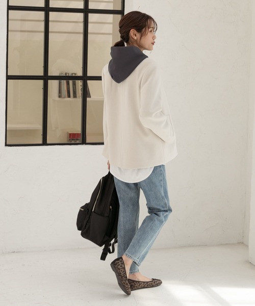 GLOBAL WORK（グローバルワーク）の「ライトクッションパーカー/281755（パーカー・レディース・アイボリー/スミクロ/グレイッシュベージュ/ライトイエロー/ピンク・MEDIUM/LARGE）」の12枚目の写真