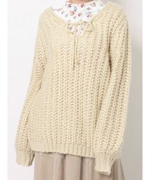 looseリボンローゲージニット