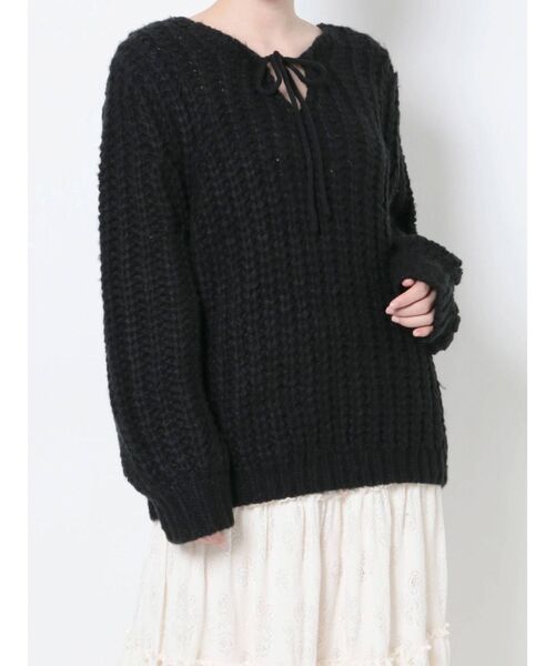 merry jenny（メリージェニー）の「looseリボンローゲージニット（ニット/セーター・レディース・アイボリー/ネイビー/ブラック・FREE）」の2枚目の写真