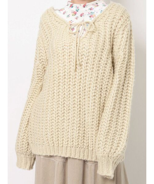 merry jenny（メリージェニー）の「looseリボンローゲージニット（ニット/セーター・レディース・アイボリー/ネイビー/ブラック・FREE）」の4枚目の写真