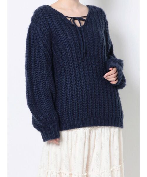 merry jenny（メリージェニー）の「looseリボンローゲージニット（ニット/セーター・レディース・アイボリー/ネイビー/ブラック・FREE）」の15枚目の写真