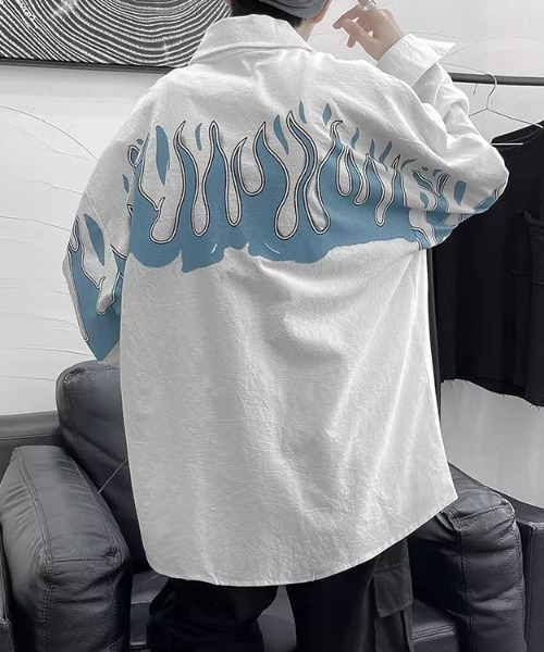 【WARAIJOGO】バックファイヤープリント長袖シャツ(NEZ)（シャツ/ブラウス）｜WARAIJOGO（ワライジョウゴ） 5,900円