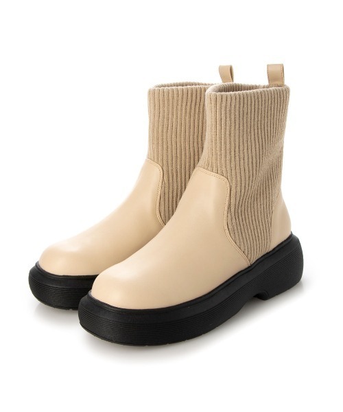 noyau(ノヤウ)の「ボリュームソールソックスブーツ(ブーツ・レディース・アイボリー/ブラック・S/M/L/LL)」の13枚目の写真