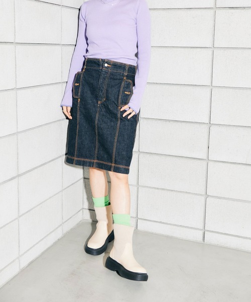 noyau(ノヤウ)の「ボリュームソールソックスブーツ(ブーツ・レディース・アイボリー/ブラック・S/M/L/LL)」の22枚目の写真