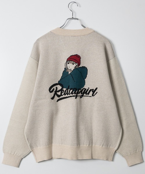 Red Cap Girl(レッドキャプガール)の「【a-r】〔RedCapGirl/レッドキャップガール〕ジャガードイラスト カーディガン(カーディガン/ボレロ・メンズ・ブラック/イエロー/ホワイト/グリーン/ワインレッド・MEDIUM/LARGE/X-LARGE)」の1枚目の写真