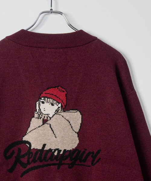 Red Cap Girl(レッドキャプガール)の「【a-r】〔RedCapGirl/レッドキャップガール〕ジャガードイラスト カーディガン(カーディガン/ボレロ・メンズ・ブラック/イエロー/ホワイト/グリーン/ワインレッド・MEDIUM/LARGE/X-LARGE)」の13枚目の写真
